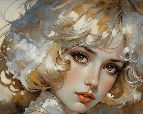 Close-Up Portrait of a Young Woman with Large Eyes