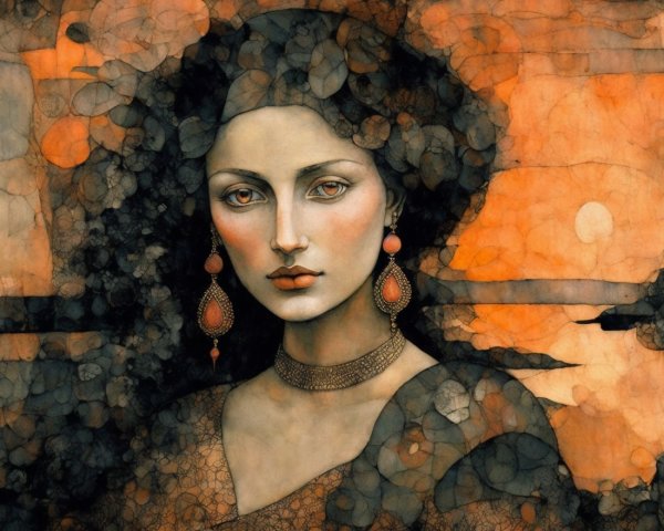 Portrait of a woman with nature-inspired elements