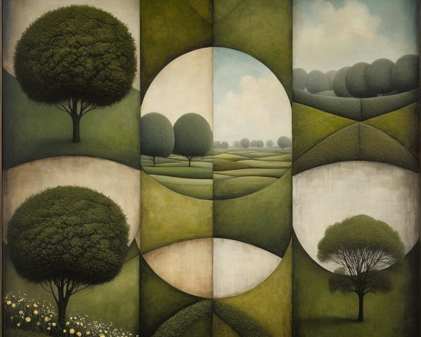 Circular Vignettes of Lush Green Landscapes
