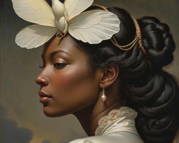 Serene Profile Portrait of a Woman with Butterfly