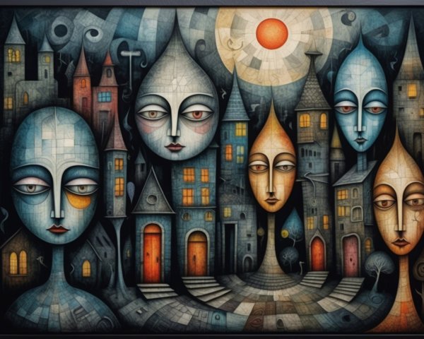 Abstract Figures with Geometric Buildings and Sunlight