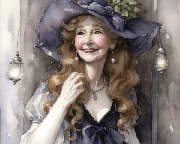 Elegant Woman with Stylish Hat and Vintage Outfit