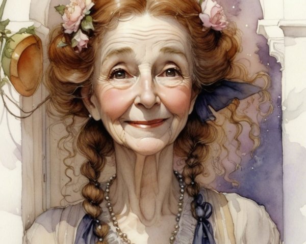Charming Illustration of an Elderly Woman's Warmth