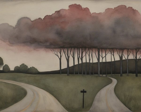 Serene Landscape with Converging Winding Roads