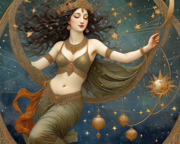 Celestial Figure Dancing in a Starry Night Sky