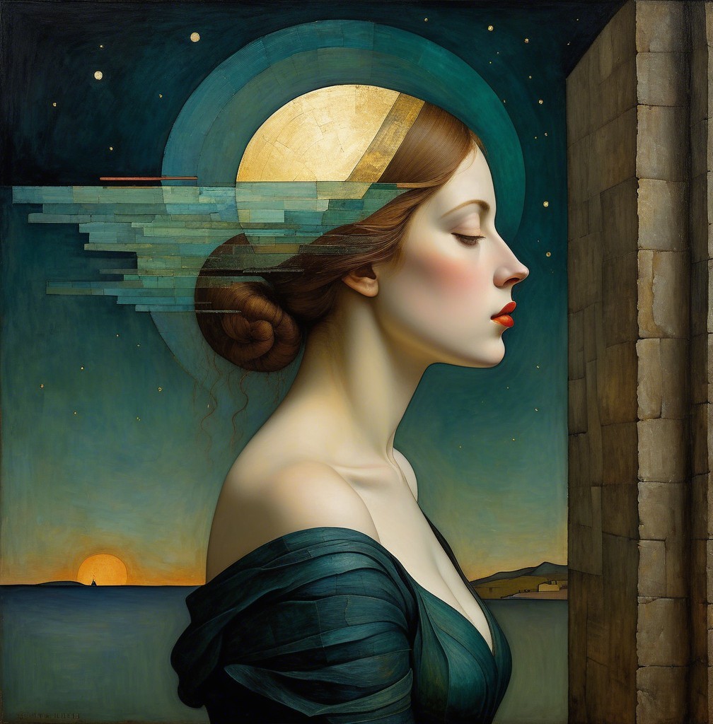 Side Profile of Woman with Elegant Bun at Twilight