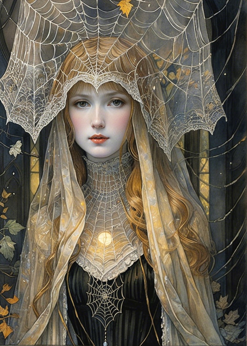 Ethereal Figure in Dimly Lit Mystical Setting