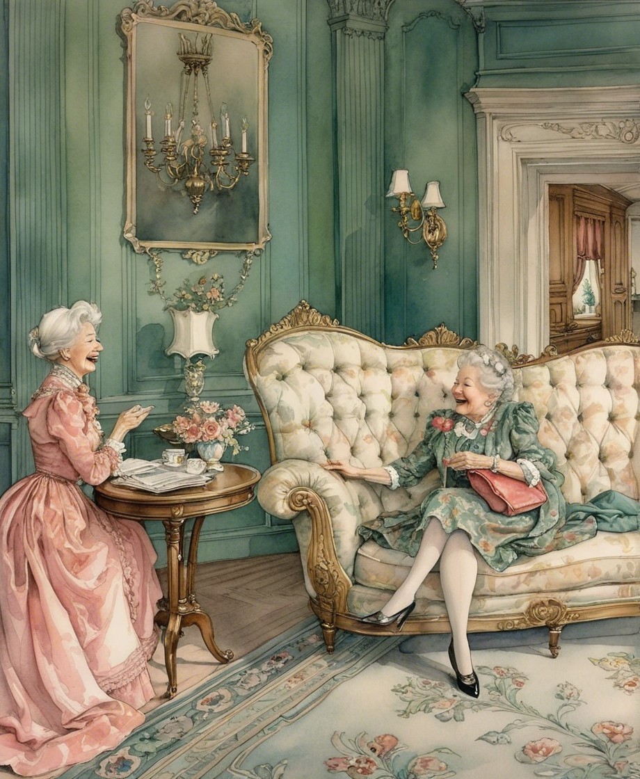 Elegant Older Women in Vintage Parlor Setting