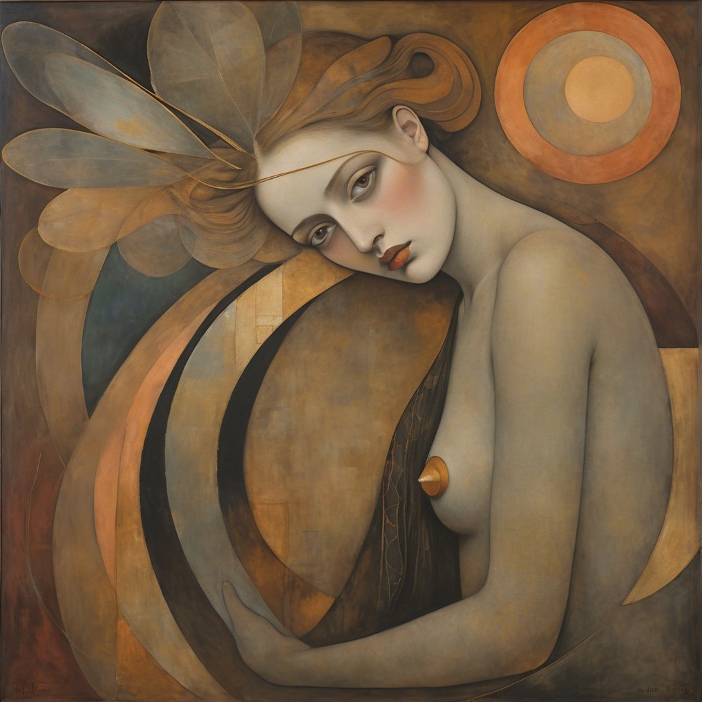Ethereal Female Figure with Abstract Elements in Art