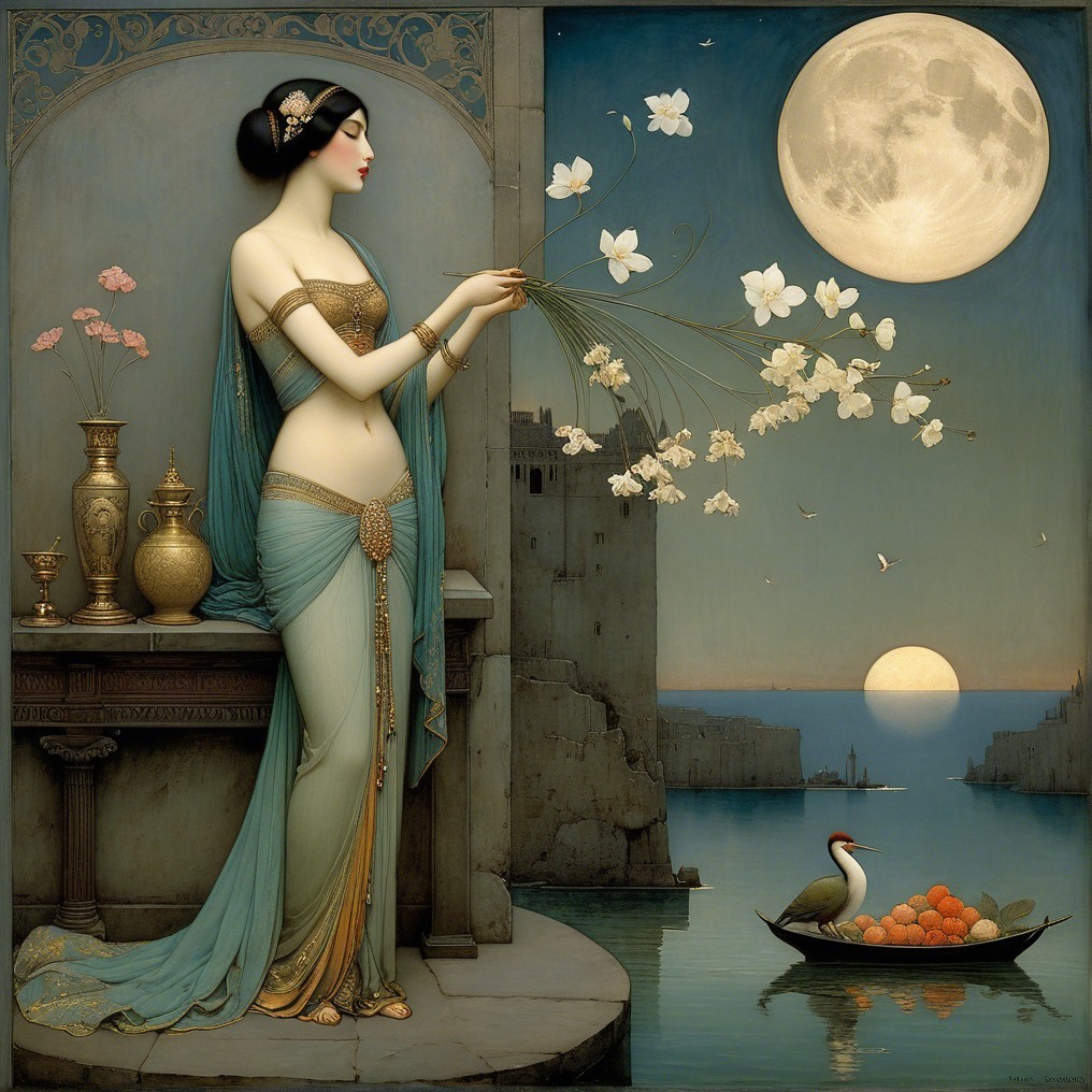 Serene Figure by Tranquil Waterside at Twilight