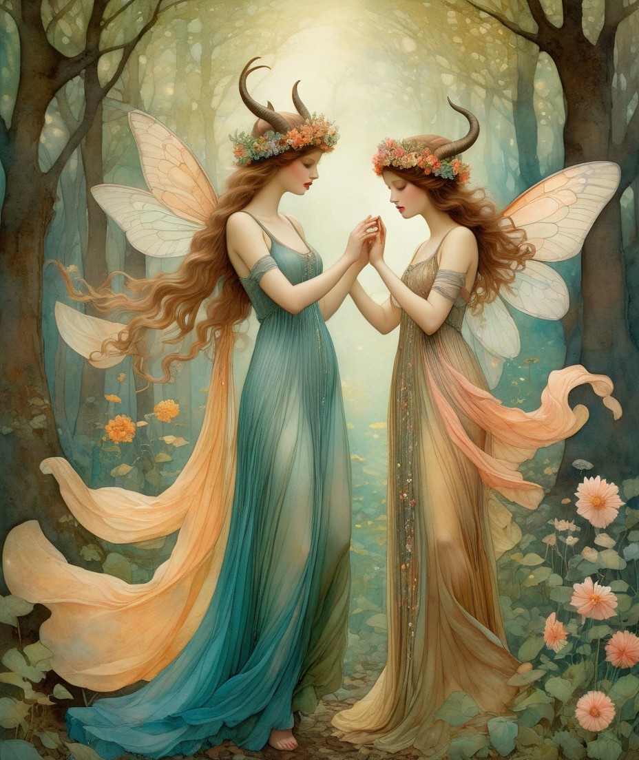 Ethereal Fairies in a Mystical Forest Setting
