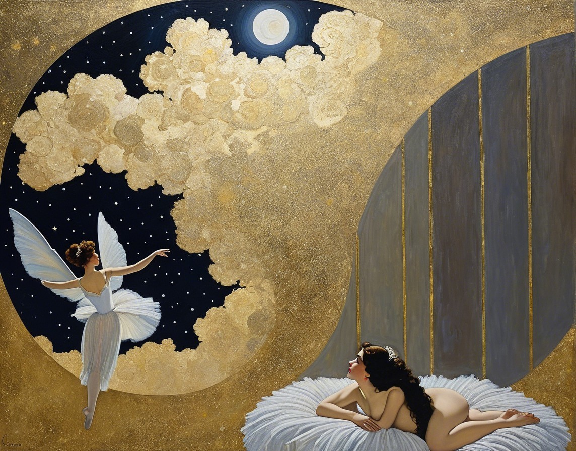 Celestial Night Sky with Fairy and Serene Figure
