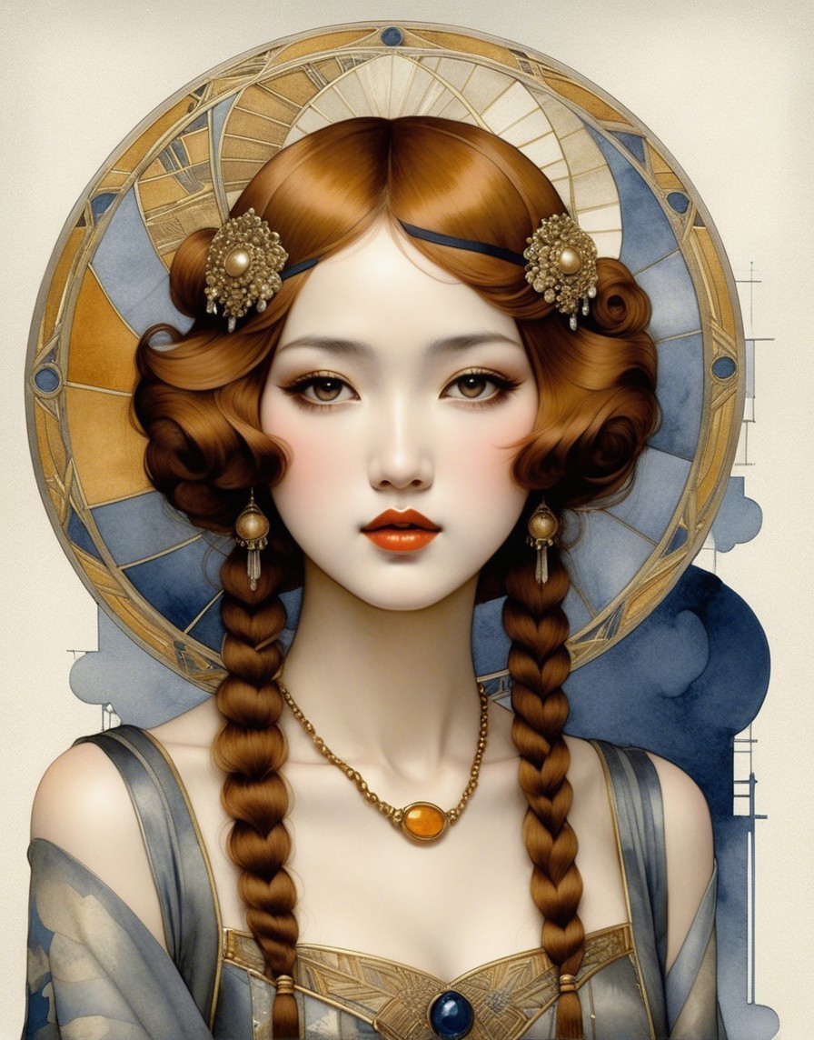 Young Woman with Braided Hair and Elegant Attire