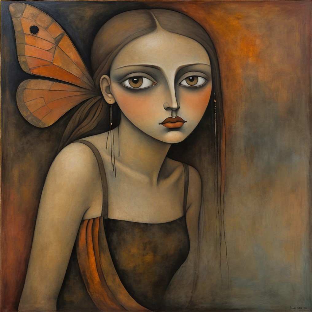 Portrait of a Young Girl with Butterfly and Warm Tones