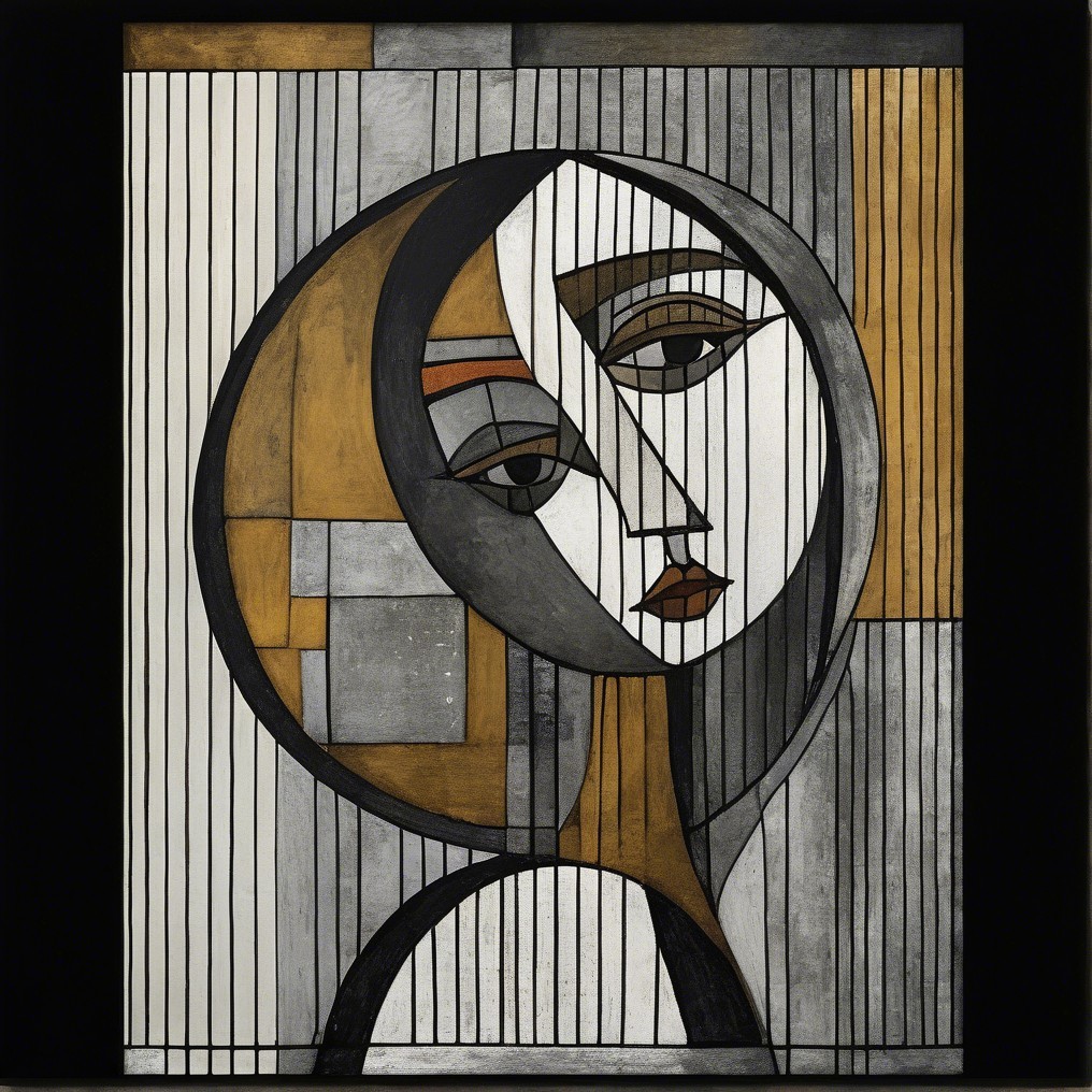 Stylized Female Portrait with Geometric Shapes and Colors