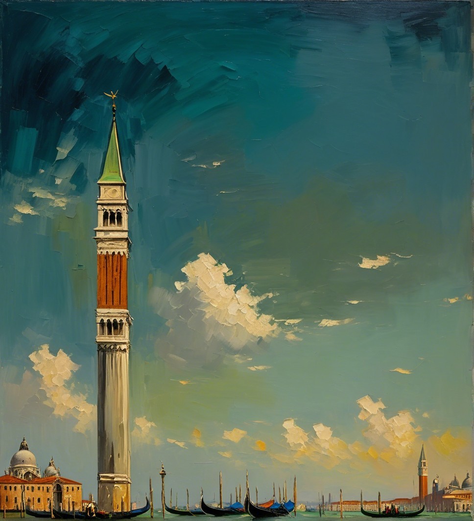 Vibrant Venice Scene with St. Mark's Basilica Tower