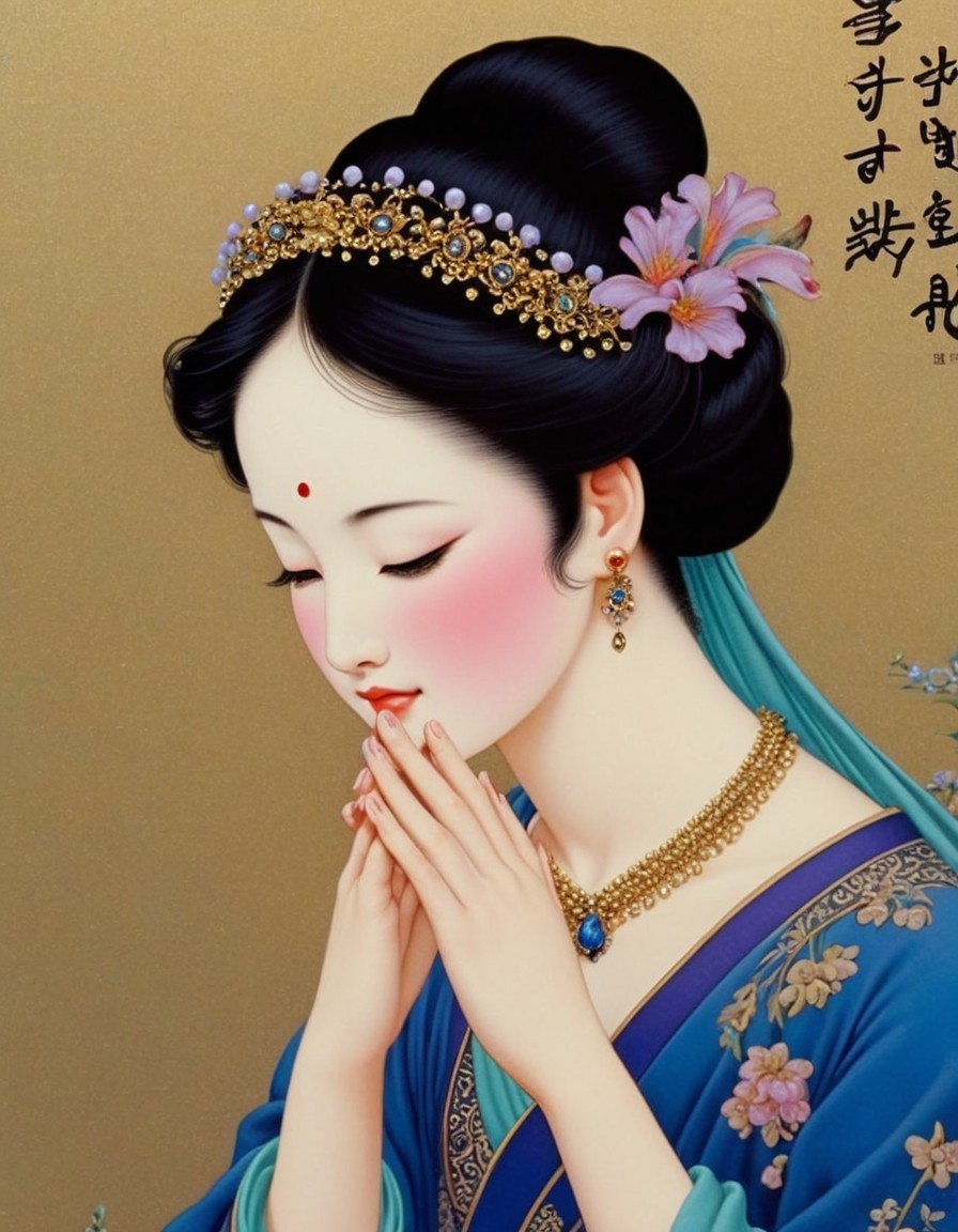 Woman in Traditional Attire with Elegant Jewelry