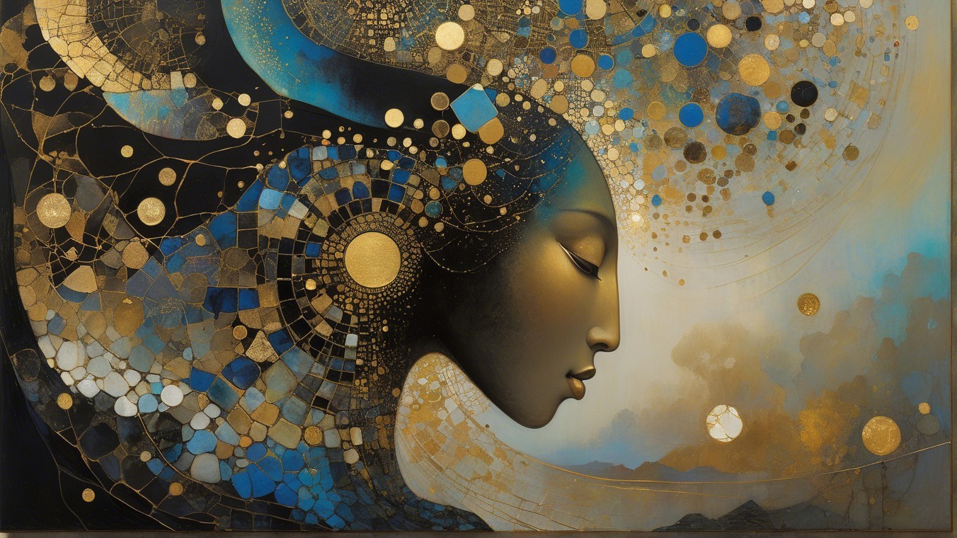 Abstract Profile of a Woman with Vibrant Patterns