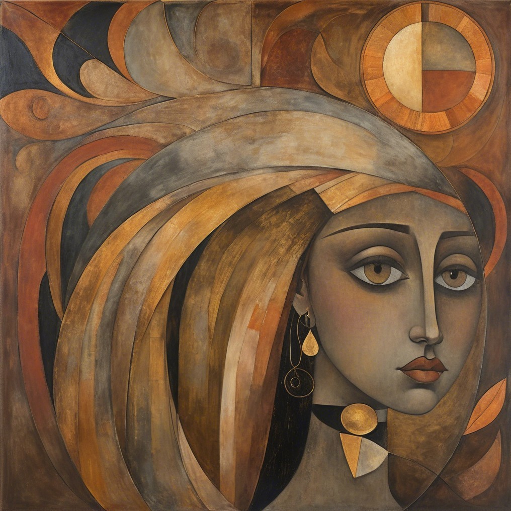 Stylized Portrait of a Woman with Earthy Tones