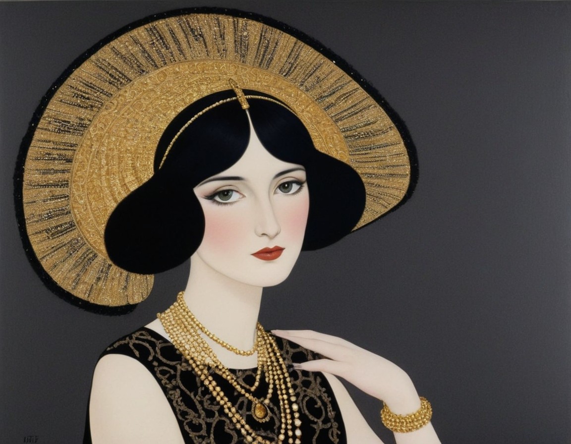 1920s Fashion Illustration of Woman with Bob Haircut