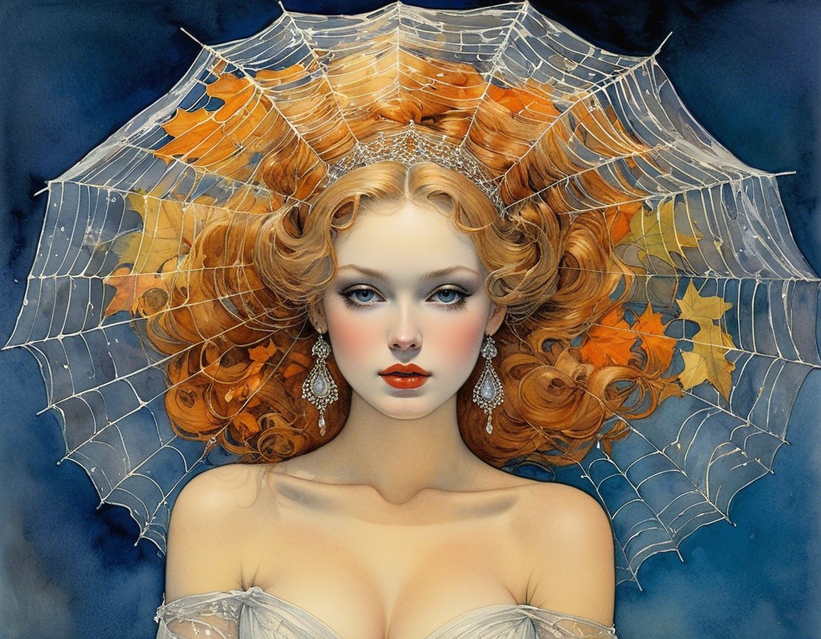 Portrait of a woman with auburn hair and tiara