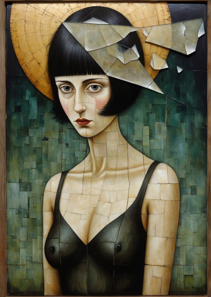 Portrait of a Woman with Fragmented Halo and Tiles