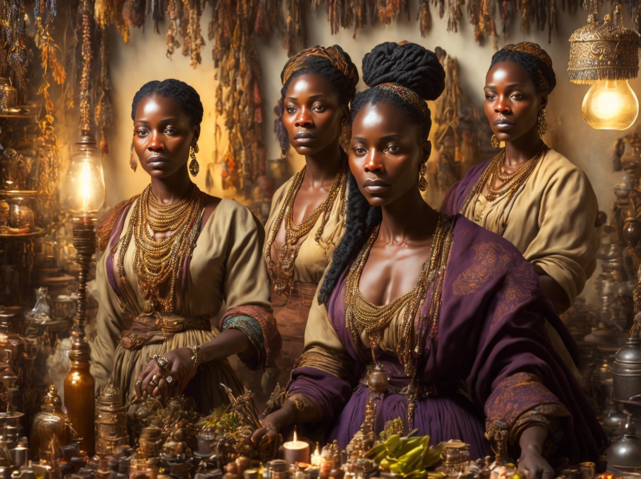 Fantasy Art Featuring Dark-Skinned Women Alchemists