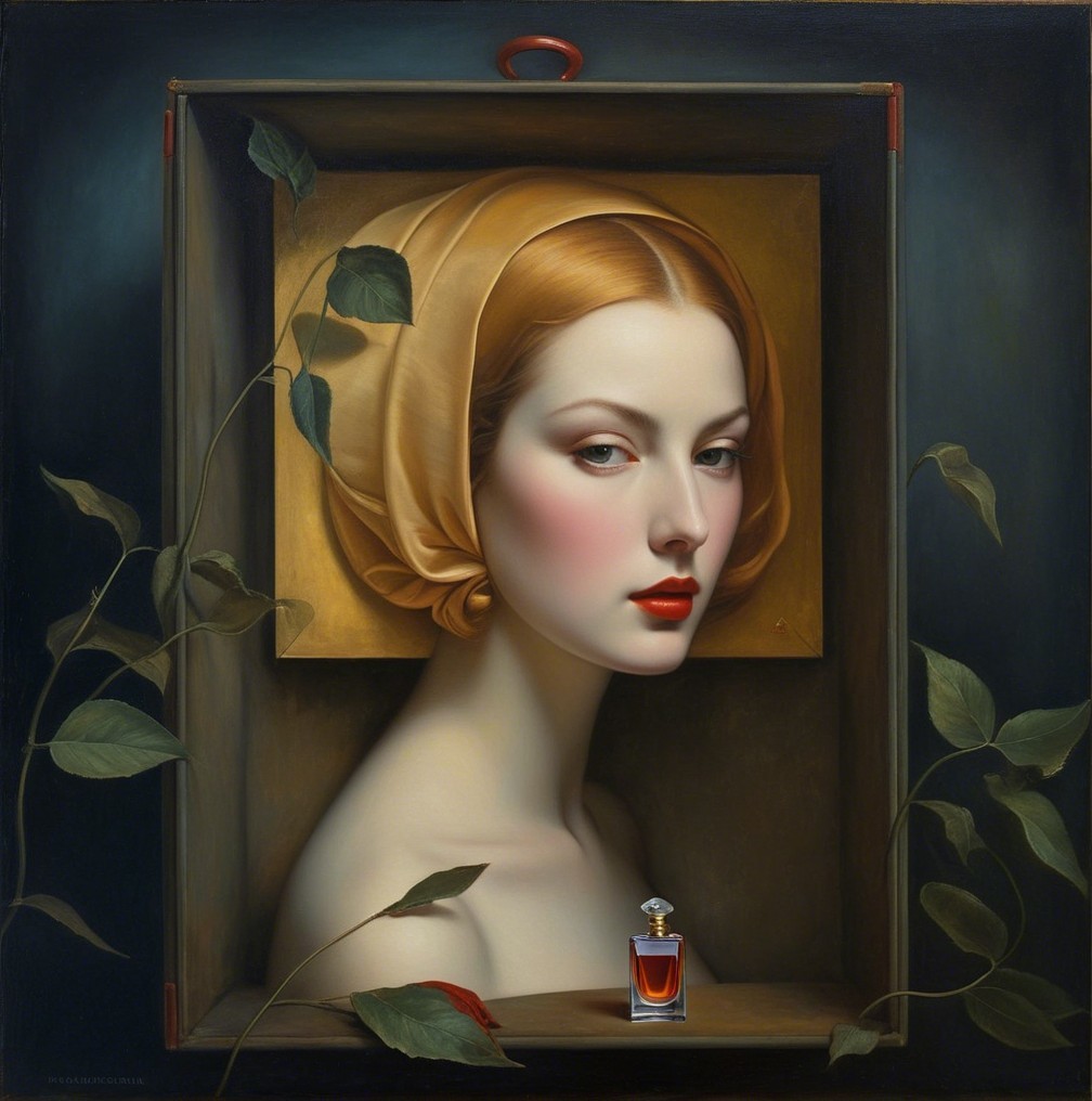 Portrait of a Young Woman with Nature Elements