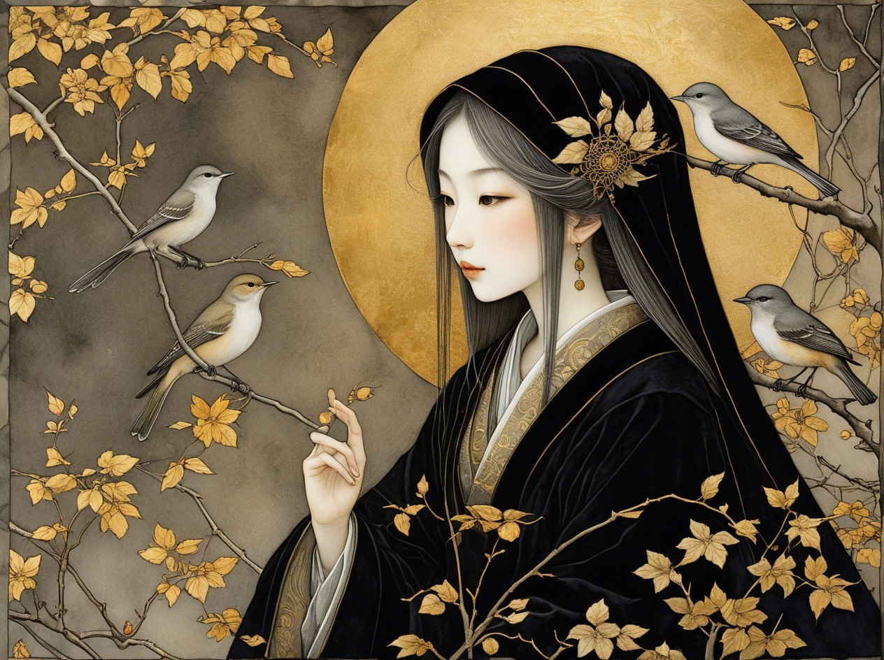 Elegant Woman in Traditional Chinese Art Style