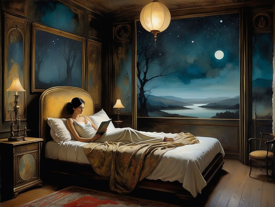 Elegant Room with Woman Reading in Soft Light