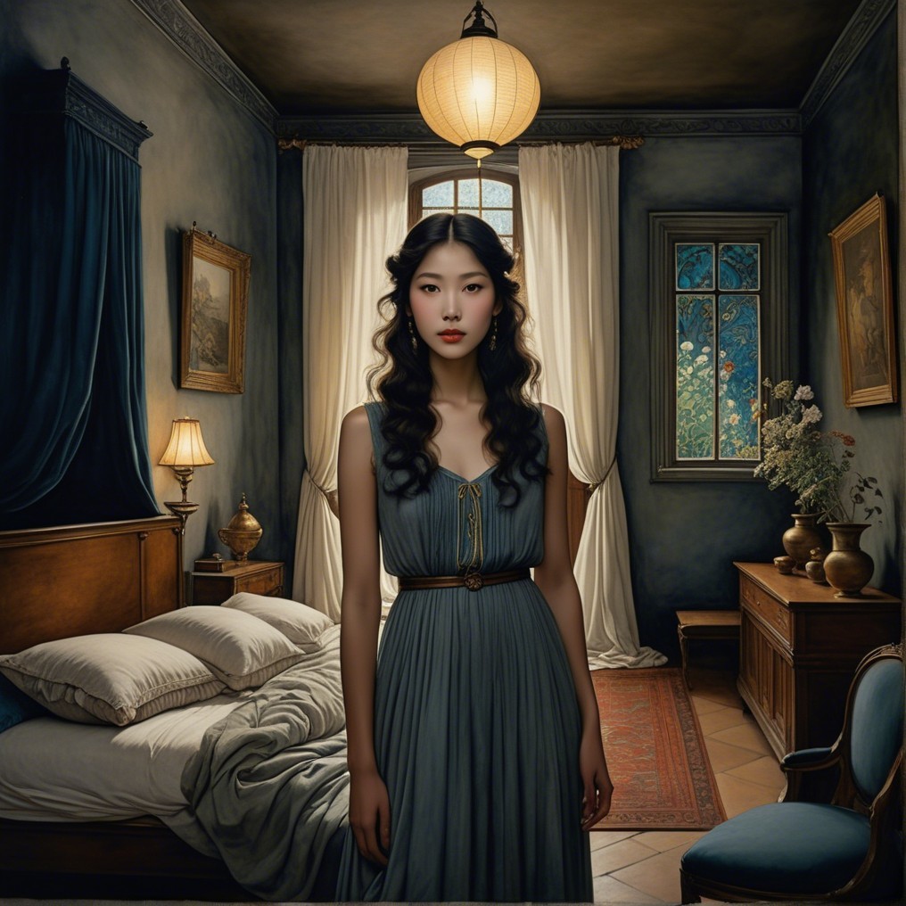 Elegant Young Woman in Classic Decor Room