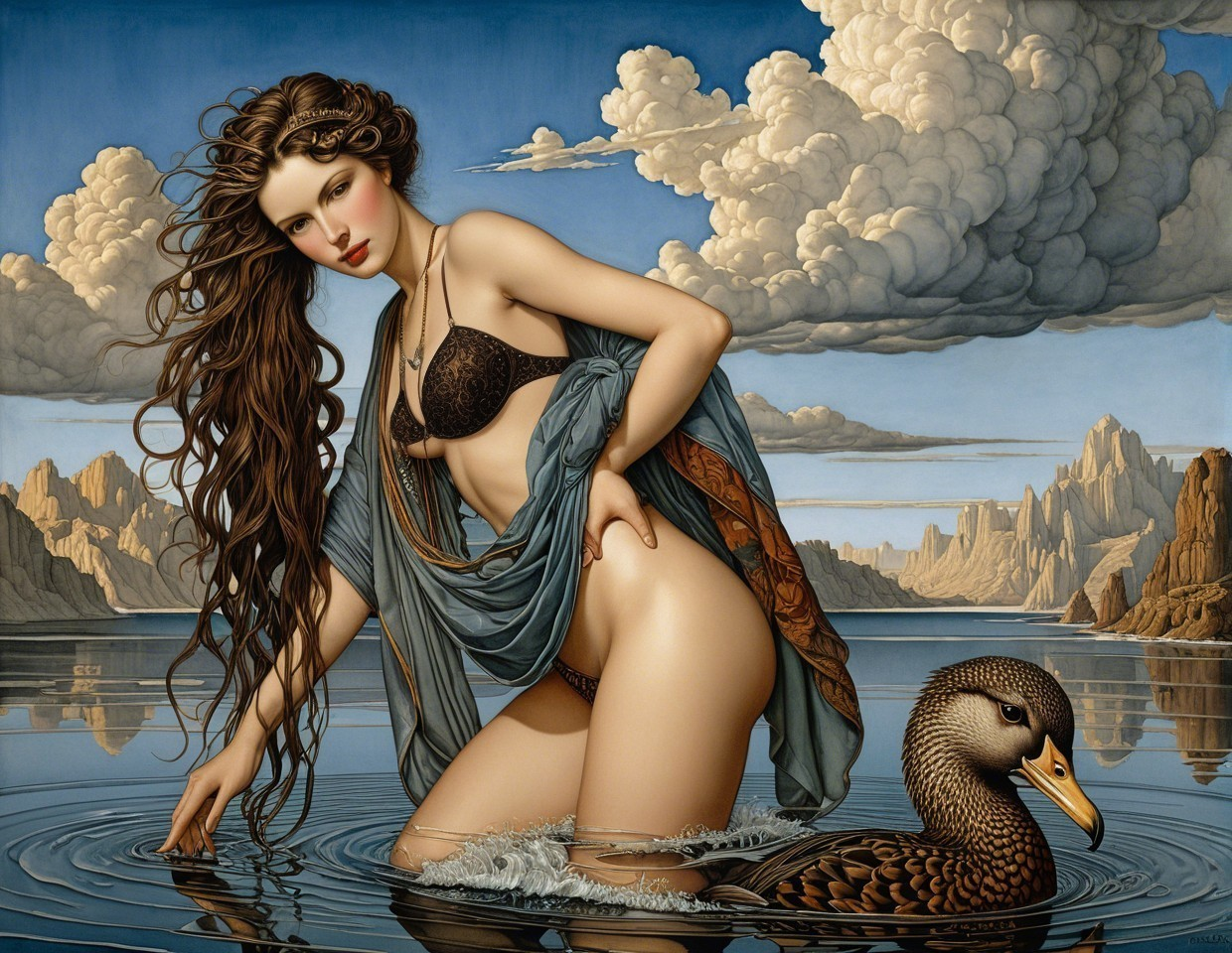 Fantasy Portrait of a Greek Goddess in Rococo Style