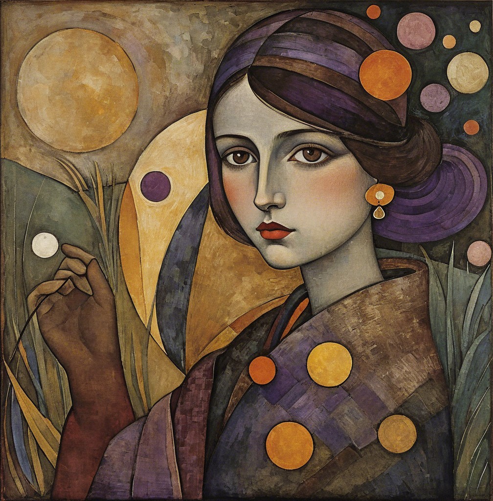 Stylized Portrait of a Woman with Abstract Background