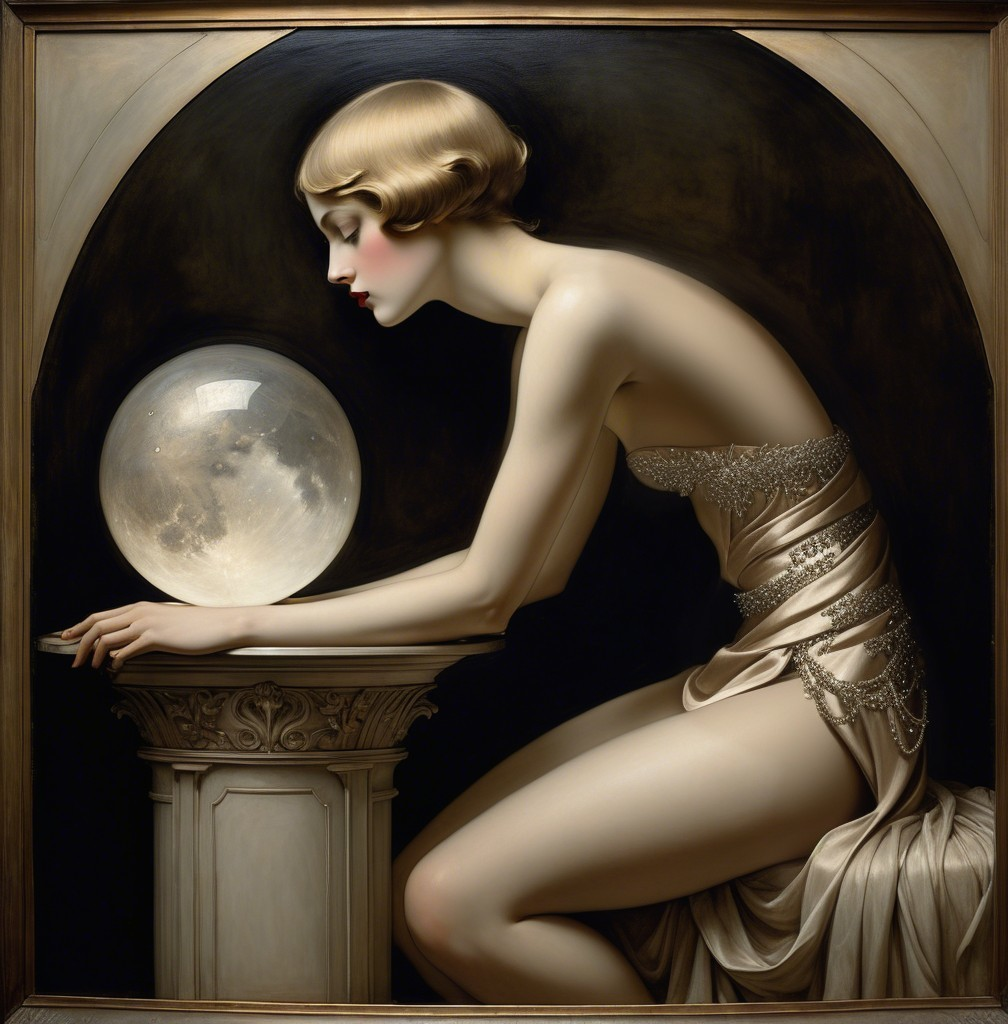 1920s Glamorous Woman with Crystal Ball Setting