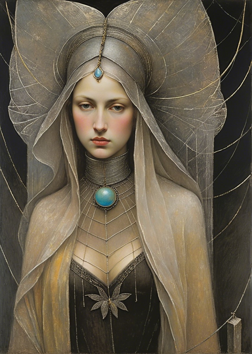 Portrait of a Serene Woman in Elegant Garment