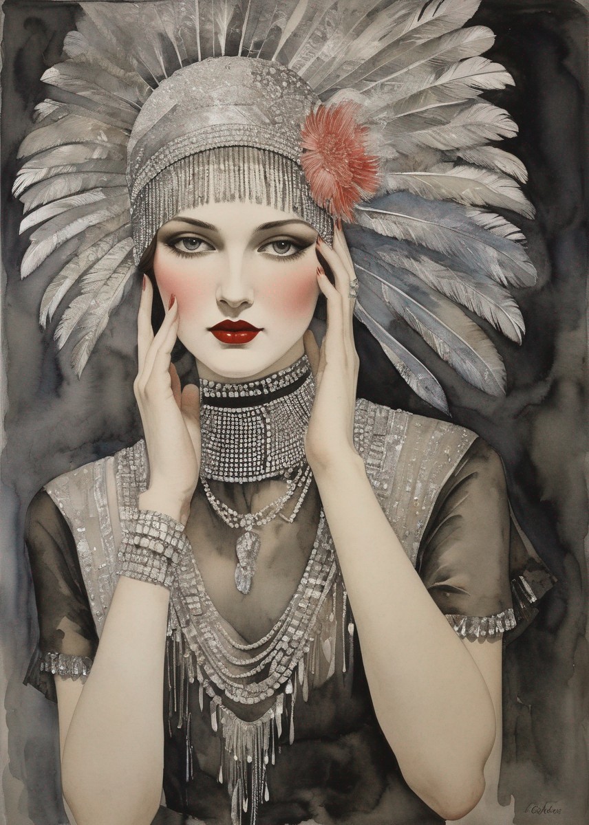 1920s Glamorous Woman in Vintage Fashion
