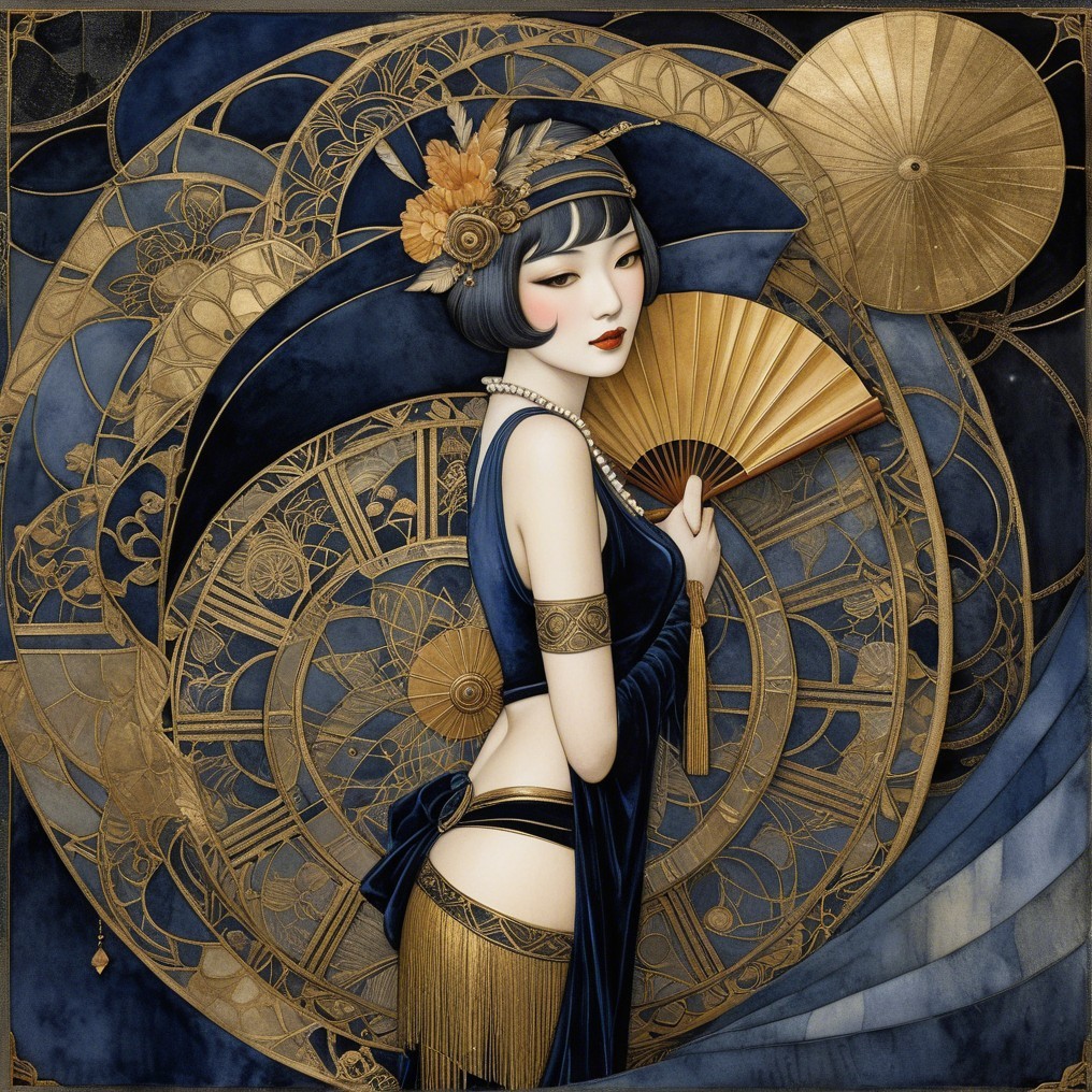 Glamorous Woman in 1920s Elegant Attire and Decor