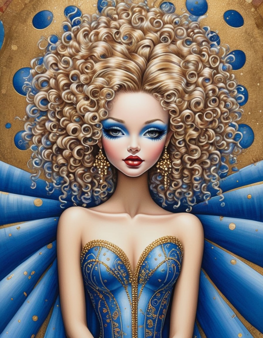 Female with Curly Blonde Hair in Fantasy Dress