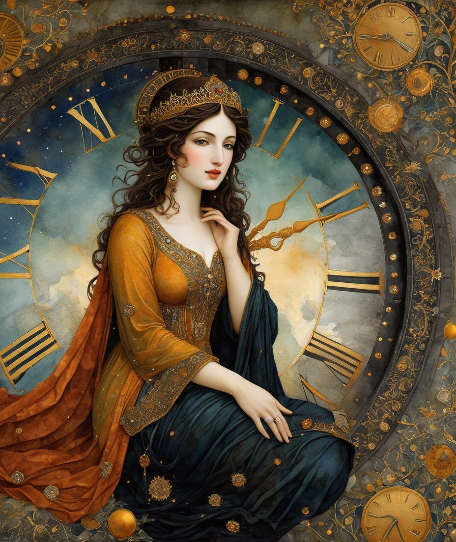 Mystical Figure in Intricate Clockwork Setting