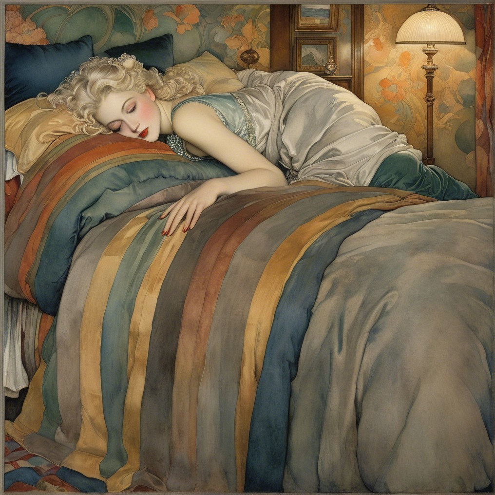 Serene Bedroom Scene with Woman Sleeping Peacefully