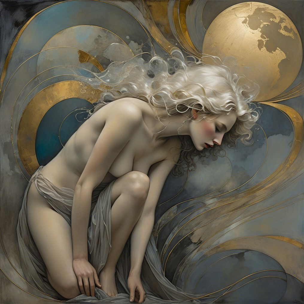 Surreal Ethereal Figure in Celestial Blue and Gold