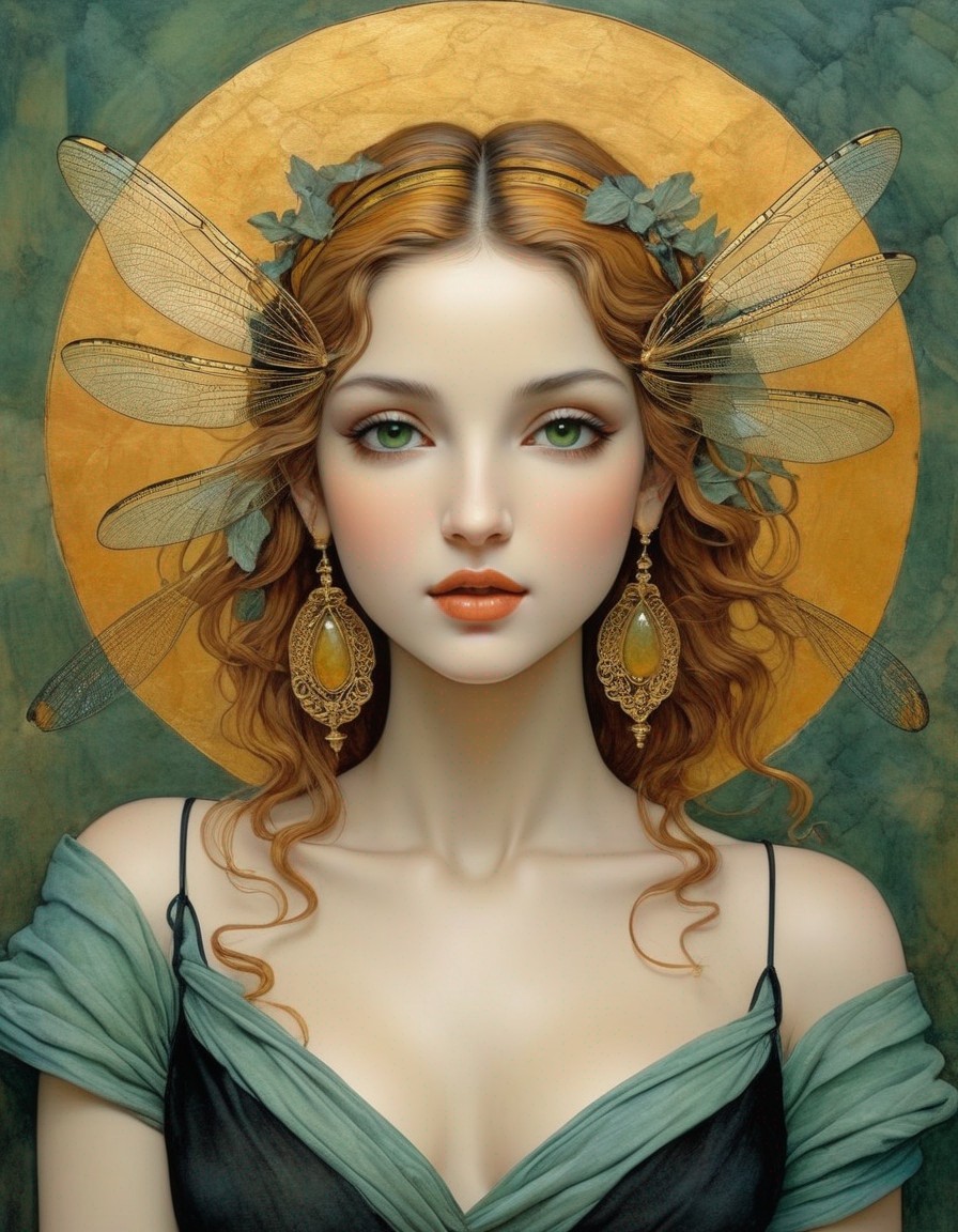 Digital Artwork of a Fairy-like Woman with Wings