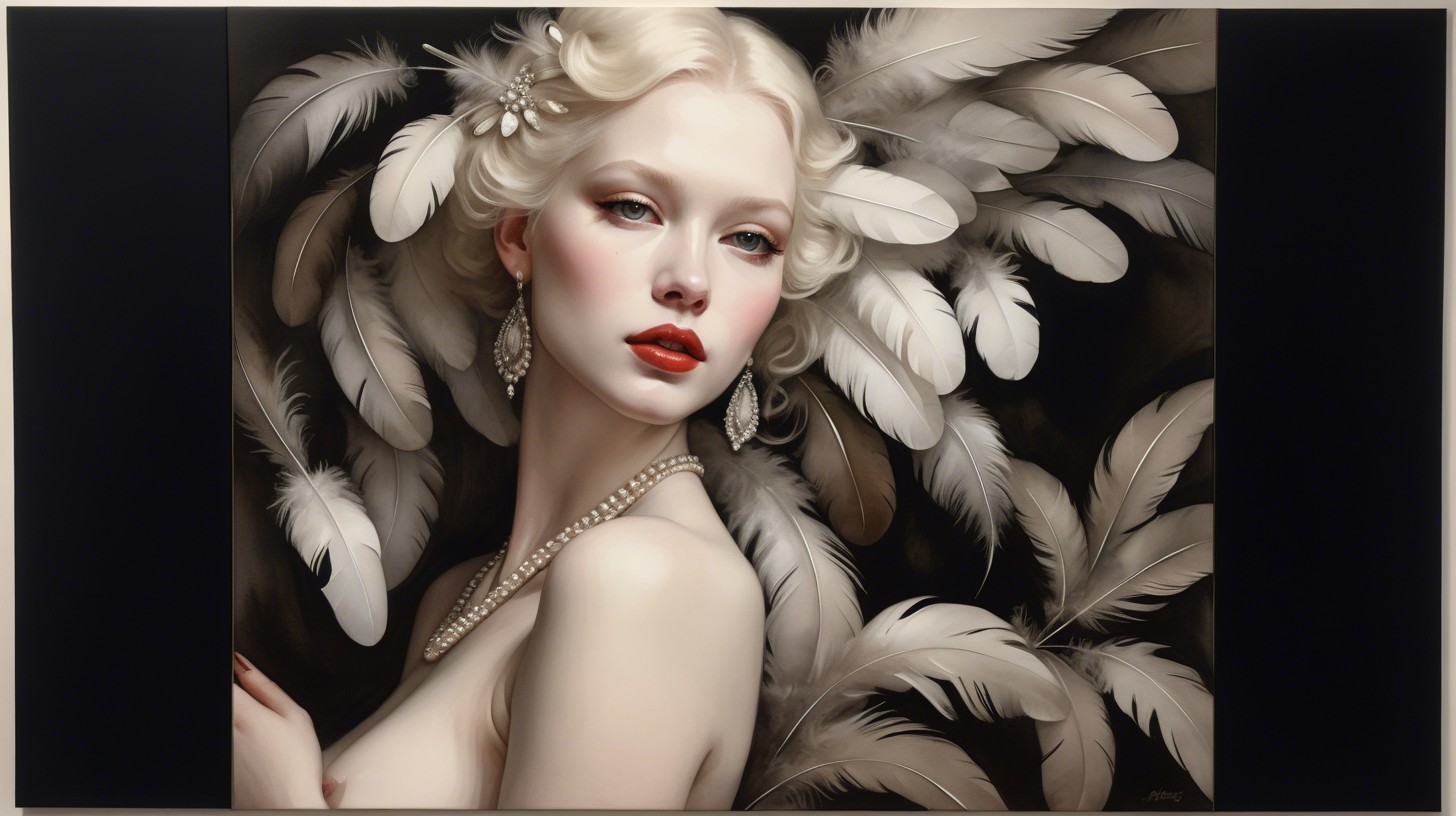 Cinematic Portrait of a Flapper Woman with Feathers