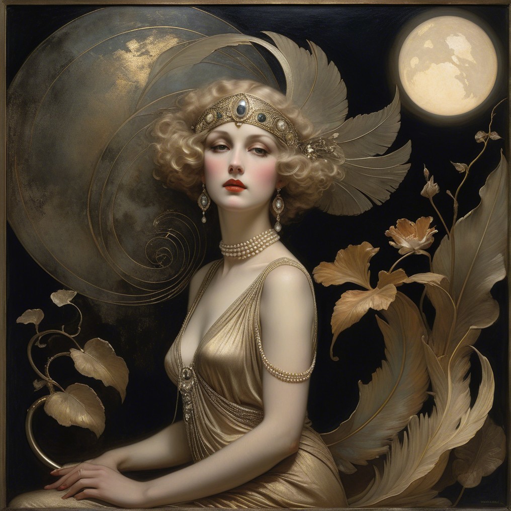 Art Deco Portrait of a Woman in Elegant Attire