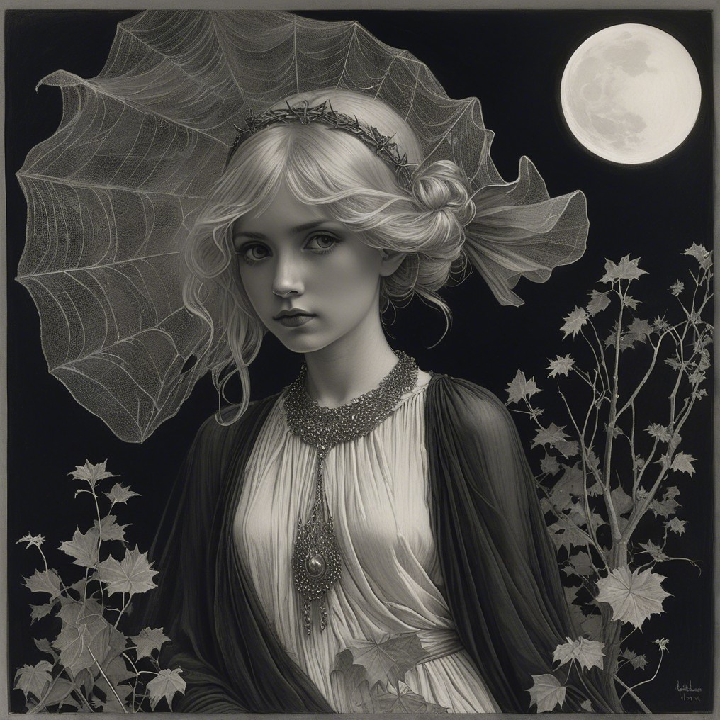 Ethereal Portrait of a Young Woman with Moonlight Glow