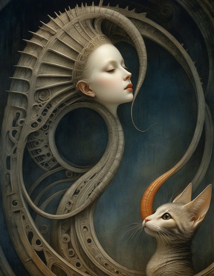 Surreal Woman's Face Integrated with Intricate Design