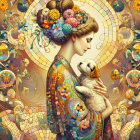 Elegant Woman in Profile with Art Nouveau Elements