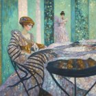 Serene Interior Scene with Woman at Wooden Table
