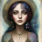 Portrait of a Young Woman with Moonlit Background