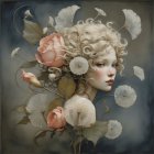 Surreal Landscape with Figure and Glowing Orbs